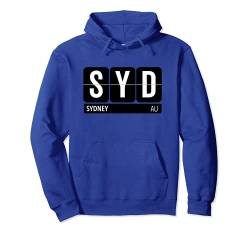 SYD Sydney Australien Reise-Souvenir weißer Text Pullover Hoodie von Airport Code Flip Board Tees