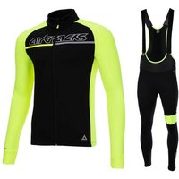 Airtracks Fahrradhose Herren Winter Radtrikot Set Pro Team (Fahrradtrikot Set, 2-tlg) Thermo Fahrradhose lang + Thermo Fahrradtrikot Langarm, für Herbst-Winter » S M L XL XXL XXXL « von Airtracks