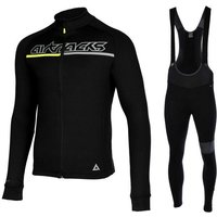 Airtracks Fahrradhose Herren Winter Radtrikot Set Pro Team (Fahrradtrikot Set, 2-tlg) Thermo Fahrradhose lang + Thermo Fahrradtrikot Langarm, für Herbst-Winter » S M L XL XXL XXXL « von Airtracks