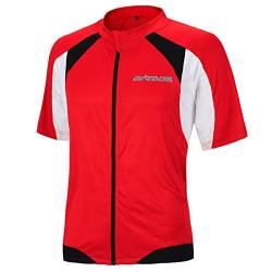 Airtracks Herren Fahrradtrikot Kurzarm PRO T Radtrikot Jersey Bike Radler Shirt Atmungsaktiv Schnelltrocknend Reflektierend Größen XS S M XL XXL XXXL XXXXL - rot - S von Airtracks