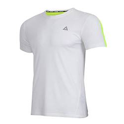 Airtracks Herren Funktions Laufshirt Kurzarm Pro Line Running T-Shirt Trainingsshirt für Männer Funktionsshirt Sportshirt Fitness Kurzarmshirt S M L XL XXL 3XL 4XL - Weiss-neon - M von Airtracks