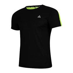 Airtracks Herren Funktions Laufshirt Kurzarm Pro Line Running T-Shirt Trainingsshirt für Männer Funktionsshirt Sportshirt Fitness Kurzarmshirt S M L XL XXL 3XL 4XL - schwarz-neon - L von Airtracks