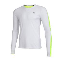 Airtracks Herren Laufshirt Langarm Top Pro Line Running T-Shirt Trainingsshirt für Männer Funktionsshirt Sportshirt Fitness Jogging Shirt S M L XL XXL XXXL XXXXL 3XL 4XL - Weiss-neon - S von Airtracks