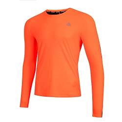 Airtracks Herren Laufshirt Langarm Top Pro Line Running T-Shirt Trainingsshirt für Männer Funktionsshirt Sportshirt Fitness Jogging Shirt S M L XL XXL XXXL XXXXL 3XL 4XL - orange-schwarz - L von Airtracks