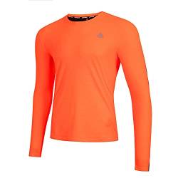 Airtracks Herren Laufshirt Langarm Top Pro Line Running T-Shirt Trainingsshirt für Männer Funktionsshirt Sportshirt Fitness Jogging Shirt S M L XL XXL XXXL XXXXL 3XL 4XL - orange-schwarz - M von Airtracks