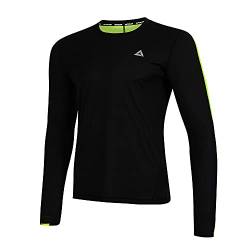 Airtracks Herren Laufshirt Langarm Top Pro Line Running T-Shirt Trainingsshirt für Männer Funktionsshirt Sportshirt Fitness Jogging Shirt S M L XL XXL XXXL XXXXL 3XL 4XL - schwarz-neon - XS von Airtracks