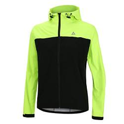 Airtracks Herren Regenjacke mit Kapuze Pro Line Fahrradjacke Laufjacke Jacke Radlerjacke Radjacke Wasserdicht Atmungsaktiv S M L Xl XXl XXXL XXXXL 3XL 4X - schwarz-neon - L von Airtracks