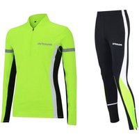 Airtracks Lauftights Herren Thermo Laufset: Funktions Laufshirt Lang + Laufhose Lang (Laufset, 2-tlg) Laufbekleidung mit warme Thermoqualität bei kaltem, Wetter Herbst - Winter » S M L Xl XXL XXXL « von Airtracks