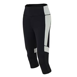 Airtracks RED DECOCT Sport Damen Fitnesshose/Laufhose 3/4 / Funktionshose/Trainingshose/Yoga/Hoher Bund/Reflektoren/Schwarz/Grau - L von Airtracks