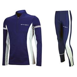 Airtracks Winter Funktions Laufset/Thermo Laufhose Lang + Thermo Laufshirt Langarm - blau - S - Herren von Airtracks