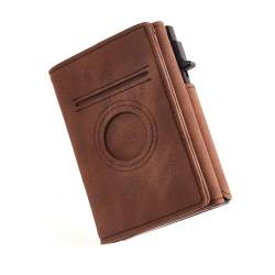 Airzoo Schlanke Smart-Brieftasche, kompatibel mit Apple Airtag, RFID-Blockierung, Kohlefaser-Hülle, Pop-Up-Herren-Geldbörse, dreifach faltbar, minimalistische 14 Kapazität, Ausweisfenster, Geldfach, von Airzoo