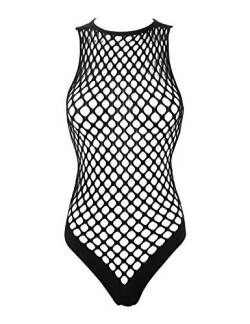 Aislor Damen Nylon Body Ouvert Netz Bodysuit Bodystocking Dessous Ausgehöhlte Stringbody Körper Käfig Harness Verführerisch Reizwäsche Schwarz Einheitsgröße von Aislor