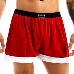 Aislor Herren Weihnachten Boxershorts Samt Slip Unterwäsche Lustige Unterhose Männer Weihnachtsmann Santa Kostüm Shorts Festzug Rot A XXL von Aislor