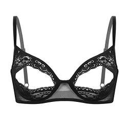 Aislor Offene Brust BH Damen Hebe BH Ouvert Spitze Dessous mit Bügel Brustfreie Dessous Busenfrei Sex Reizwäsche Erotik Unterhemd Bra Top Y Schwarz 5XL von Aislor