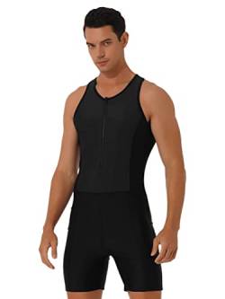 Aislor Stylische Herren Schwimmanzug Kurzarm und Ärmellos Badeanzug mit Farbblock Rashguard Surfanzug Tauchanzug Badebekleidung U Schwarz XL von Aislor