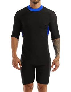 Aislor Stylische Herren Schwimmanzug Kurzarm und Ärmellos Badeanzug mit Farbblock Rashguard Surfanzug Tauchanzug Badebekleidung W Königsblau XL von Aislor