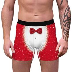 Aislor Weihnachtsunterwäsche Herren Weihnachten Boxershorts Slip Lustige Unterhose Männer Briefs Weihnachtsmann Kostüm Rot Rot XL von Aislor