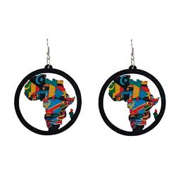 1 Paar Classic Wood Afrika-karte Ohrringe Aus Holz Karte, Anhänger, Ohrringe Für Weibliche Mädchen Schmuck Geschenk von Aisoway