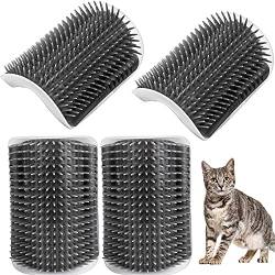 Aisoway 4 Pcs Katzenbürste Wand Ecke, Self Groomer Katze, Massage Ecke Katze, Katzen Bürste Kamm mit Katzenminze für Langhaar Kurzhaar Katze Massage von Aisoway