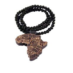 Aisoway Afrikanische Karte Holz-Anhänger-Halskette Afrika Hip-Hop-Halskette von Aisoway