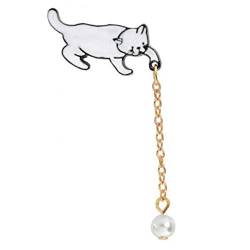 Aisoway Alloy Nette Kleine Weiße Perlen-Katze-Form-brosche Chic Schmuck Brosche Zubehör von Aisoway