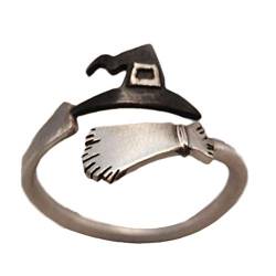 Aisoway Halloween-öffnungs-Ring Adjustable Hexenhut Besen Kreative Terrifying-Finger-Ringe Für Halloween-Party-Female-Geschenke von Aisoway