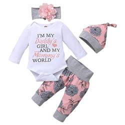 Aisprts Baby Kleidung Mädchen Set 3 Stück Neugeborenen Set mit Bequemes Kurzarm Top + Print Elastische Taillenhose + Stirnband Baby Outfit für 0-24 Monate von Aisprts