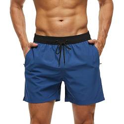 Aisprts Badehose Herren, Badeshorts mit Reißverschlusstaschen für Herren, Schnell Trocknende wasserdichte Dehnbare Schwimmhose mit Kordelzug und Mesh-Innenshorts, Männer Strandshorts von Aisprts