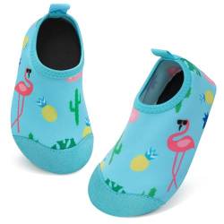 Aisprts Badeschuhe Kinder Wasserschuhe Mädchen Jungen, Rutschfeste Barfuß Schwimmschuhe Aquaschuhe Strandschuhe für Baby Baden, Wasser Spielen, Türkis Blau Vogel, 28/29 EU von Aisprts