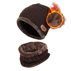 Aisprts Kinder Wintermütze Winterschal Beanie Kinder Strickmütze für Kinder mit Fleecefutter von Aisprts