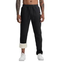 Aisprts Thermo Jogginghose Herren Warme Trainingshose Herren Lang, Dicke Fleece Gefütterte Sporthose, Jogginghose mit 2 Reißverschlusstaschen Elastischer Bund Kordelzug für Winter, T2 Schwarz, XS von Aisprts