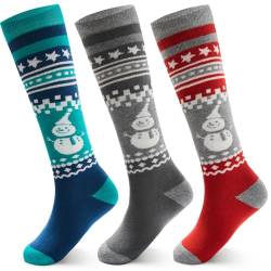 3 Paare Skisocken Kinder Dicke Socken Jungen Wintersocken Warme Kindersocken Lange Thermosocken für Kinder Skistrümpfe Mädchen Unisex Fußlänge 20-22 CM 31-34/10-13 Jahre von Aisyee