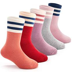 5 Paare Wintersocken Mädchen Warme Socken Kinder Thermosocken Dicke Baumwollsocken Schlafsocken Mädchen Einfarbig Frottee Kindersocken 23-26 Sockenlänge 14-16 CM/3-5 Jahre von Aisyee