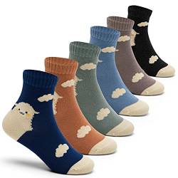 6 Paare Jungen Baumwollsocken Nahtlose Socken Kinder Bunte Cartoon Tier Kuschelsocken 29-31/8-10 Jahre von Aisyee