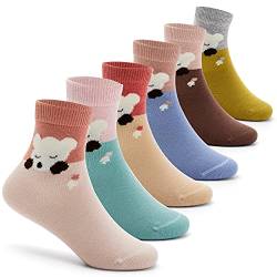 6 Paare Mädchen Baumwollsocken Nahtlose Socken Kinder Bunte Cartoon Bären Muster Lustige Socken 23-26/3-5 Jahre von Aisyee