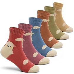 6 Paare Mädchen Baumwollsocken Nahtlose Socken Kinder Bunte Cartoon Tier Muster Lustige Socken 23-26/3-5 Jahre von Aisyee