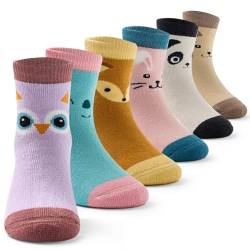 6 Paare Mädchen Socken Kinder Warme Wintersocken Mädchen Dicke Socken Baumwolle Kindersocken Mädchen Thermosocken Kinder 23-26 Fußlänge 14-16 CM/3-5 Jahre von Aisyee