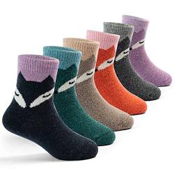 6 Paare Mädchen Warme Socken Kinder Dicke Socken Cartoon Fuchs Kindersocken Wintersocken Mädchen Thermosocken 27-30/5-7 Jahre von Aisyee