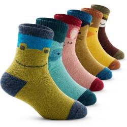 6 Paare Warme Socken Kinder Dicke Socken Mädchen Wintersocken Bunte Jungen Thermosocken 27-30/5-7 Jahre von Aisyee