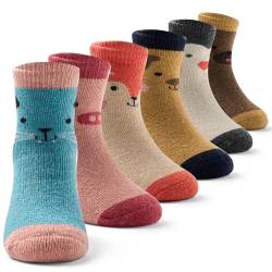 6 Paare Warme Socken Mädchen Dicke Socken Kinder Wintersocken Bunte Mädchen Thermosocken 29-31/8-10 Jahre von Aisyee