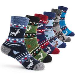 6 Paare Wintersocken Jungen Warme Socken Kinder Dicke Socken Weihnachtssocken Jungen Thermosocken 27-30/5-7 Jahre von Aisyee