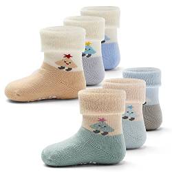 Aisyee 6 Paare Baby Warme Socken Baby Jungen Dicke Wintersocken abs Socken Baby Mädchen Anti Rutsch Socken 0-12 Monate von Aisyee