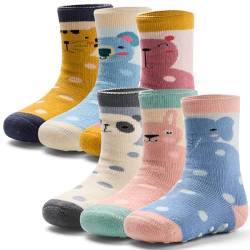 Aisyee 6 Paare Stoppersocken Baby Mädchen Warme Wintersocken Baby Anti rutsch Socken Dicke Baby Krabbelsocken 12-18 24 Monate von Aisyee