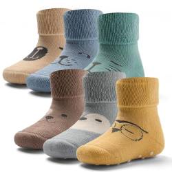 Aisyee 6 Paare Stoppersocken Baby Warme Wintersocken Baby Anti rutsch Socken Dicke Baby Krabbelsocken 12-18 24 Monate von Aisyee