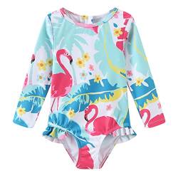 Aisyee Baby Mädchen Badeanzug Langarm Einteiliger Sonnenschutz Bademode Baby Schwimmanzug Mädchen Baby Rash Guard 74 80/12-18 Monate 24M von Aisyee