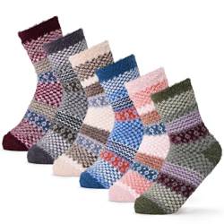 Aisyee Dicke Socken Damen Warme Socken Bunte Flauschige Wintersocken Damen Thermosocken 35-38 39 40 Einheitsgröße Multipack 6 Paar von Aisyee