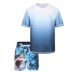 UV Badeset Jungen Badeshirt Jungen Zweiteilig Kurzarm Schwimmshirt Kinder Boardshorts Jungen Badeanzug 110 116/5-6 Jahre von Aisyee