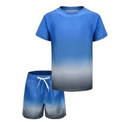 UV Badeshirt Jungen Zweiteilig Kurzarm Schwimmshirt Kinder Boardshorts Jungen Badeset Kinder Badeanzug Set 134 140/9-10 Jahre von Aisyee