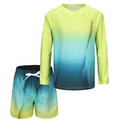 UV Schwimmshirt Jungen Zweiteilig Langarm Badeshirt Kinder Badeshorts Jungen Badeanzug Set 116 122/6-7 Jahre von Aisyee