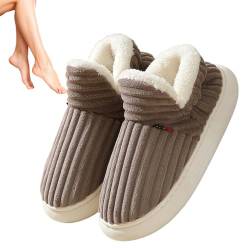 Baumwollhausschuhe, Rutschfeste Hausschuhe mit orthopädischen Sohlen, Bequeme Indoor-Outdoor-Scuff-Slides, Slip-On-Winter-Fuzzy-Hausschuhe für Männer und Frauen Aisyrain von Aisyrain